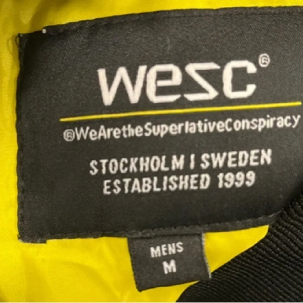 NEW WESC wasted youth logo print bomber jacket in green